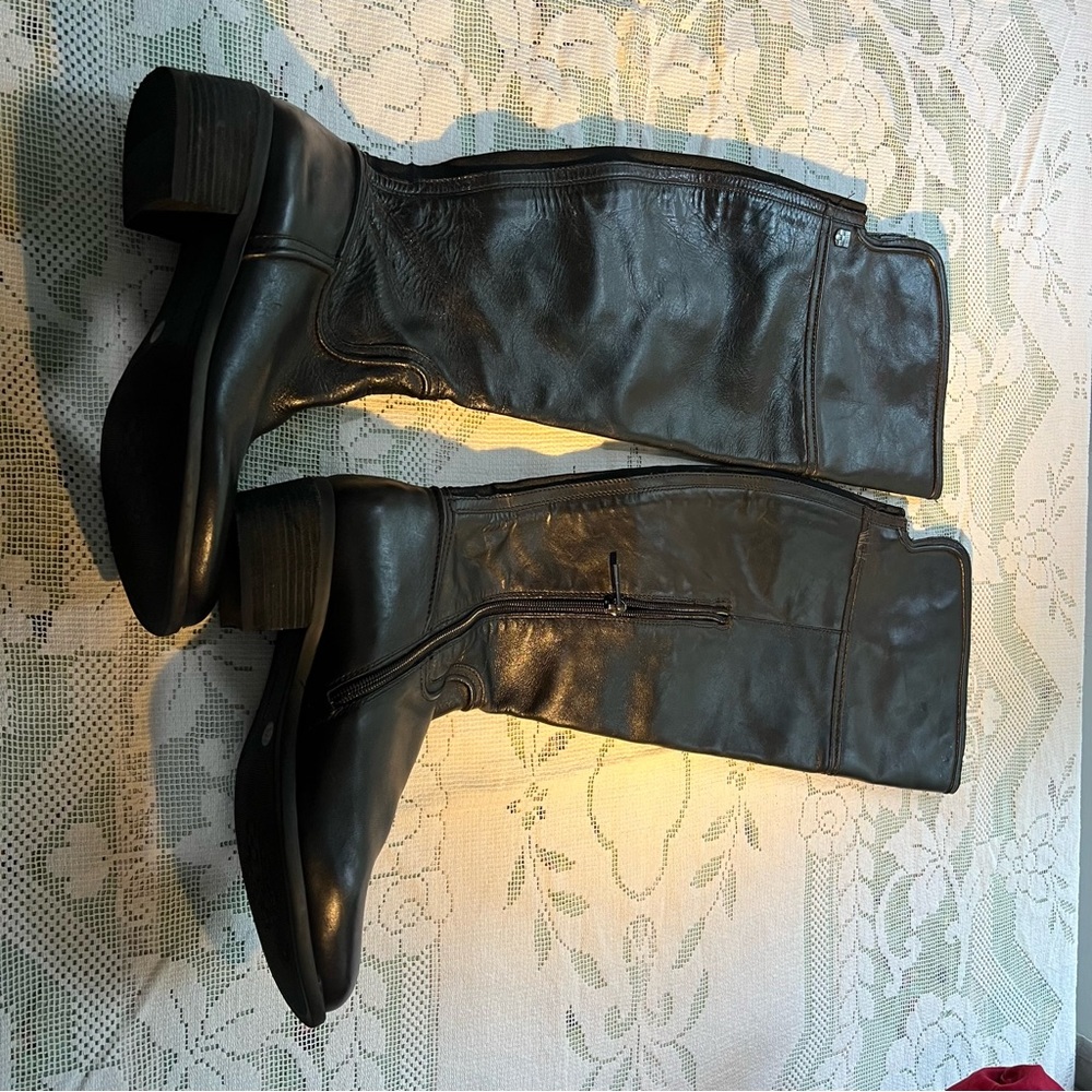 Black Leather Over the Knee Boots